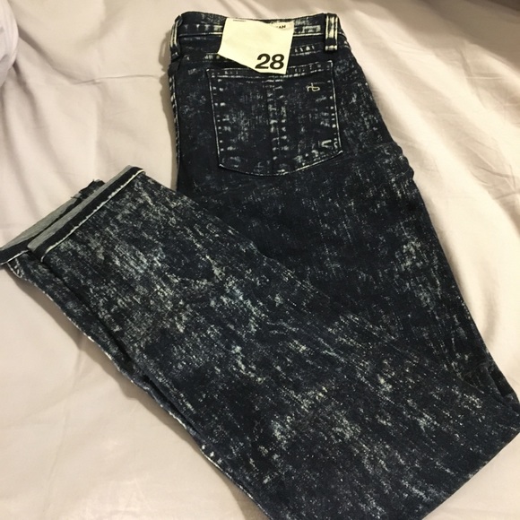 NWT Rag & Bone Skinny Acid Wash Dark Jean 28 - Picture 3 of 8